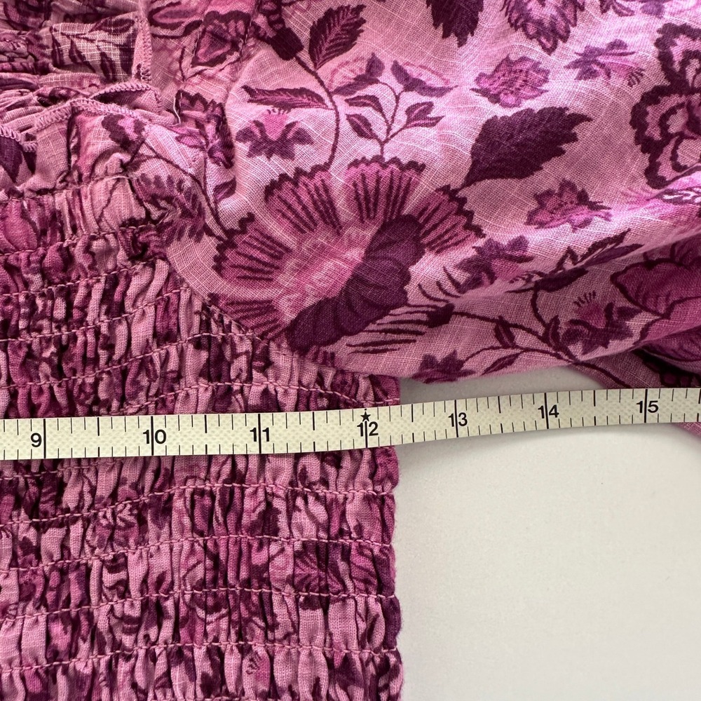 Free People Purple Floral Smocked Mini Dress Balloon Sleeve Size S OB1438613 NWT - Picture 8 of 13